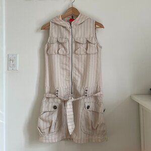 Vintage Y2k Cargo Hooded Zip Up Drop Waist Pocket Dress